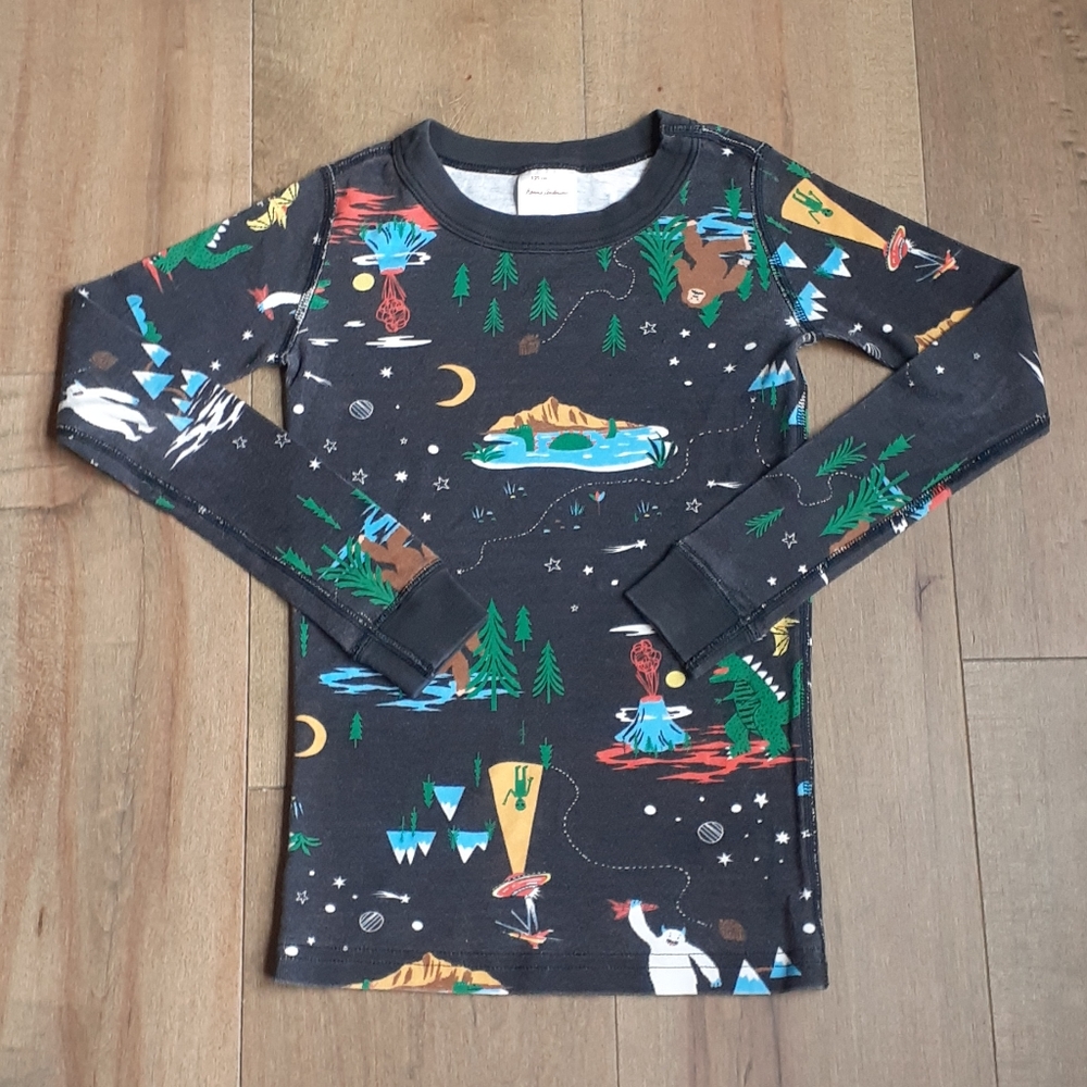 Hanna Andersson Boy 6-7 Black Camping Pajama Shirt